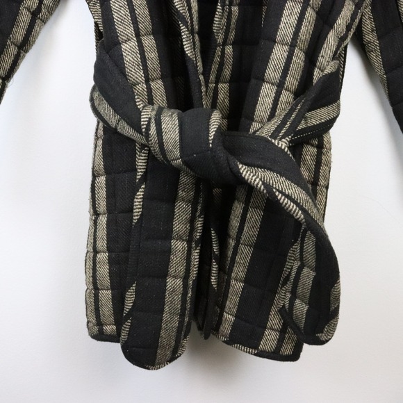 NWT MIRTH Bruges Jacket Small Black Golden Stripe Quilted Coat Handmade Belted - Picture 5 of 11